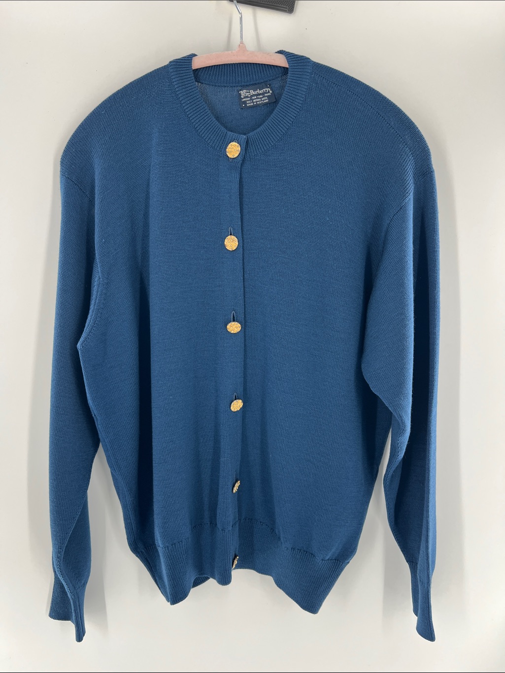 Vintage Burberry Wool Button Front Cardigan Classic Old Money Academia Preppy Xl